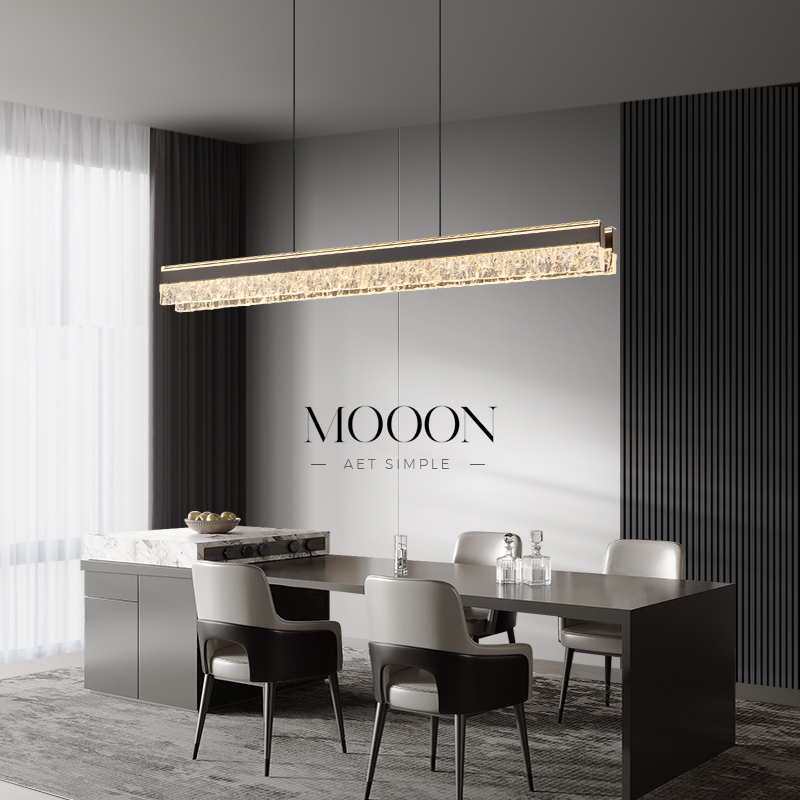 Muneng Restaurant Chandelier, Italian Minimalist Restaurant Linear Chandelier, Modern Minimalist Dining Table Island Lamp, Light Luxury and High-End Feel