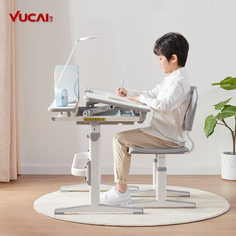 Yucai Qihang Children's Study Desk and Chair, Simple Manual Height Adjustment, Suitable for Students' Home Use, Homework Writing Desk, Study Desk