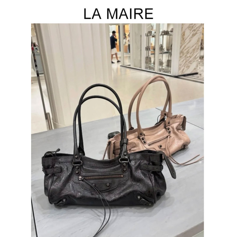 Hot Girl Horizontal Motorcycle Bag E/W Le City Series Long Handle Rivet Underarm Bag Vintage Shoulder Bag