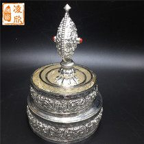Ling Xin Buddha Yuan Nepal imported pure handmade carved eight auspicious sterling silver man tie plate