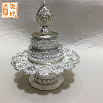 Ling Xin Buddha edge Nepal imported pure hand carved eight auspicious sterling silver manza tray