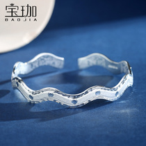 Wave 9999 Sterling Silver Bracelet Womens High-end New Solid Foot Silver Bracelet Light Luxury Valentines Day Gift for Girlfriend