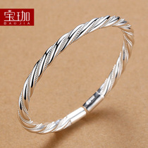 Twist Twist pattern 999 sterling silver bracelet female summer Young Style Style senior temperament heavy industry silver bracelet mother