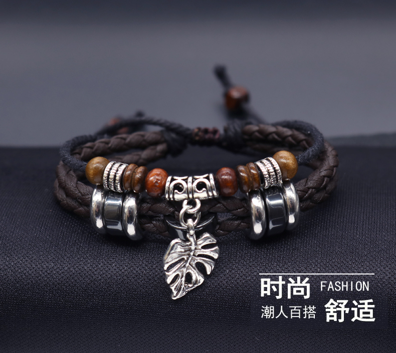 Cá tính da rope bracelet nam độc đoán thời trang Hàn Quốc phiên bản của các vòng đeo tay triều chàng trai retro tay trang sức những người yêu thích đồ trang sức