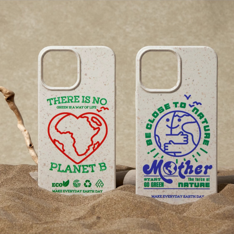 Suitable for Apple 17, Biodegradable, Recyclable, Eco-Friendly Phone Case, 15 Protection, Green Earth Theme, 13 Niche, iPhone 16 Pro Max, Frosted Straw, Anti-Drop, Creative, High-End, Trendy