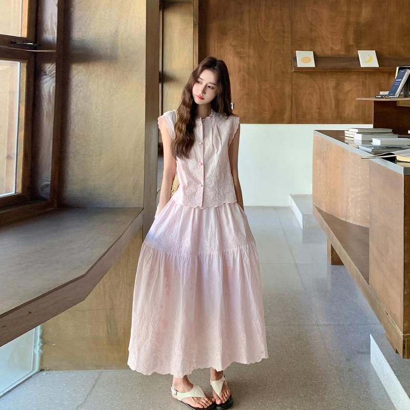 Pink Sleeveless Embroidered Chanel-Style Skirt Set 2026 New Women's Spring and Summer Unique Super Pretty Two-Piece Set Pink Sleeveless Embroidered Chanel-Style Skirt Set 2026 New Women's Spring and Summer Unique Super Pretty Two-Piece Set