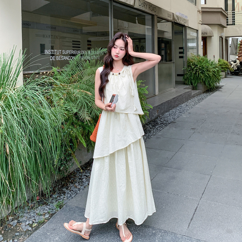 Striped Patchwork Design Sleeveless Dress 2026 New Women's Spring and Summer Trendy Beautiful and Elegant Tank Top Long Dress