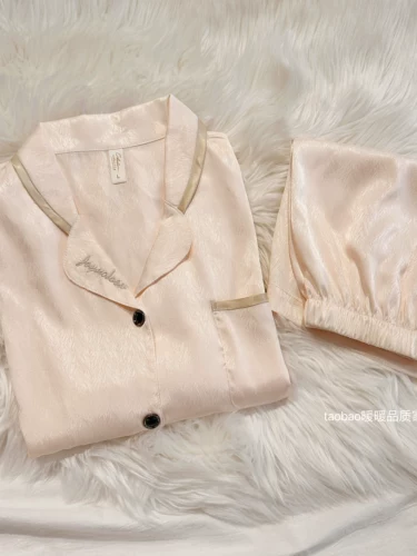 Шелковый лонгслив, осенняя летняя пижама, штаны для влюбленных, комплект, изысканный стиль, короткий рукав, 3 предмета