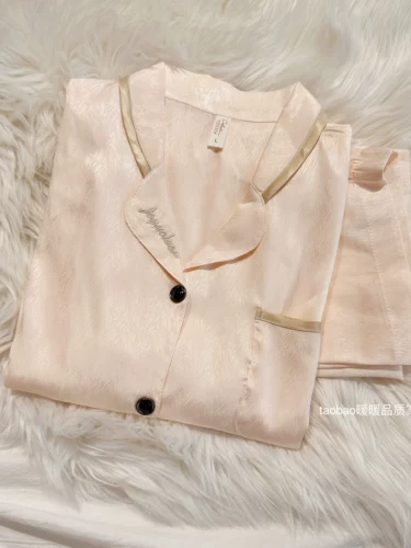 Шелковый лонгслив, осенняя летняя пижама, штаны для влюбленных, комплект, изысканный стиль, короткий рукав, 3 предмета