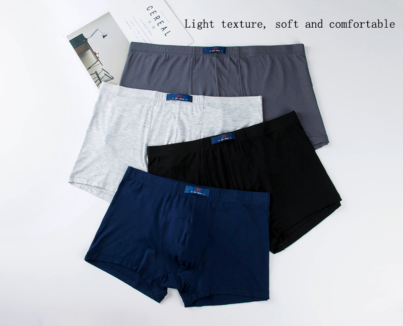 Đàn ông trung niên và lớn tuổi Quần đùi nam mã châu Âu để tăng chất béo và rắn màu modal cotton chất béo lỏng bốn góc tóm tắt sịp con voi