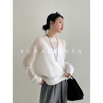 Xu dachaa custom imported mohair & wool sweater early spring gentle lazy style thin sweater for women