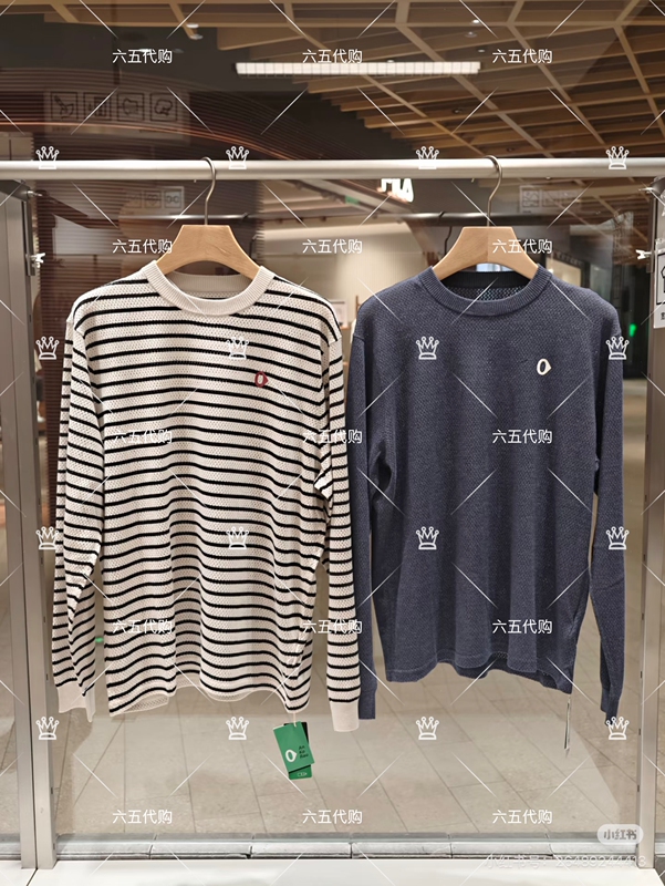A0263Kt03 Genuine Product from the Exclusive Counter, 2026 Autumn New Model, Horizontal Knit Mesh Long-Sleeve T-Shirt 1350