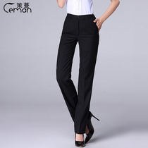 Black dress work work high waist straight elastic waist spring and autumn trousers women OL trousers KFC waiter