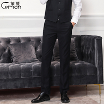 Spring and Autumn suit pants mens thick work pants black straight loose Joker workwear work interview dress pants Tibetan Green