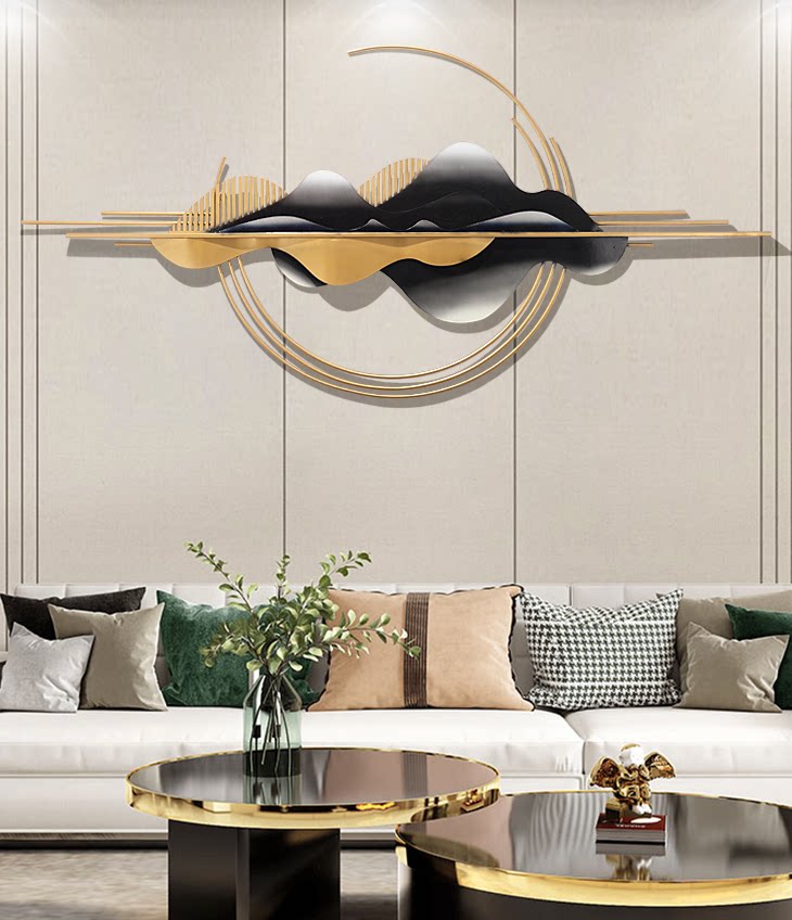 New Chinese Light Luxury Iron Walls Living Room Sofa TV Background Creative Handpiece Wall Metal Decoration