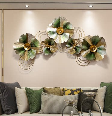 Iron Art Solid Wall Decoration Gingko Leaf Wall Decoration Living Room Sofa Background Wall Decoration Creative Dining Room Wall Pendant