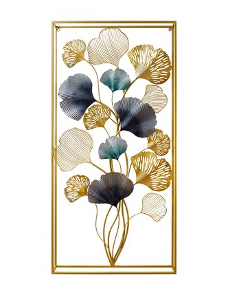 New Chinese Iron Art Pendant Wall Decoration Living Room Background Wall Xuan Guan Metal Wall Decoration Creative Ginkgo Wall Hanging