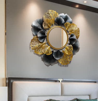 New Chinese light lavish sun glasses wall-mounted European style dining room Guan Guan Wall Mirror Brief Living Room Iron Art Decoration Hanging