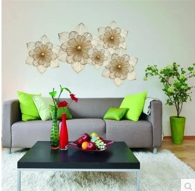 Eurostyle Wall Decoration Wall Decoration Creative Home Living Room Solid Background Wall Hanging Accessories Wall Decoration Iron Art Lotus Pendant