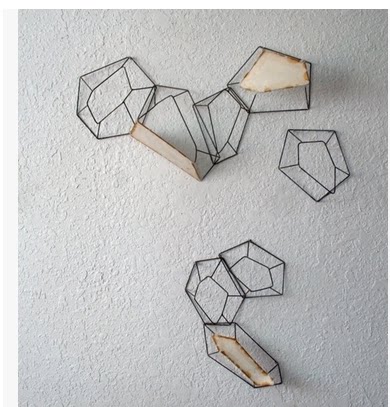 European-style metal abstract geometric figure wall-mounted hotel iron three-dimensional map soft art wall decoration process