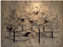 Iron Art Wall Decoration Living Room Background Wall Pendant Woods Small Bird Painting Decoration Wall-mounted Bar Wall View