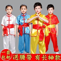 Childrens martial arts childrens training long and short sleeves performance Chinese kung fu practice clothing clothing Kindergarten Martial Arts School customization