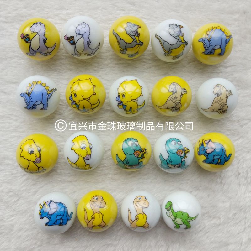 Cartoon marbles 25mm boy favorite dinosaur marbles Leaping ball Glass ball beads color large game