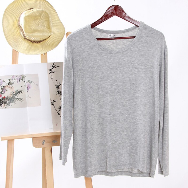 Ultra-Thin Base Layer Shirt for Men, V-Neck Long-Sleeve Undershirt, Loose-Fitting Autumn Shirt and Pants, Pure Cotton Basic Underwear