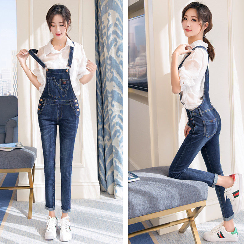 European cowboy baby bag skirt women's small feet pants students spring new European and American fashion slim tight suspenders