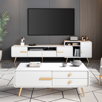 Light luxury TV cabinet simple modern living room Italian telescopic floor cabinet economical Nordic TV cabinet coffee table combination