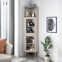 Nordic corner cabinet simple modern light luxury champagne corner cabinet living room bedroom triangle storage cabinet corner side cabinet wine cabinet