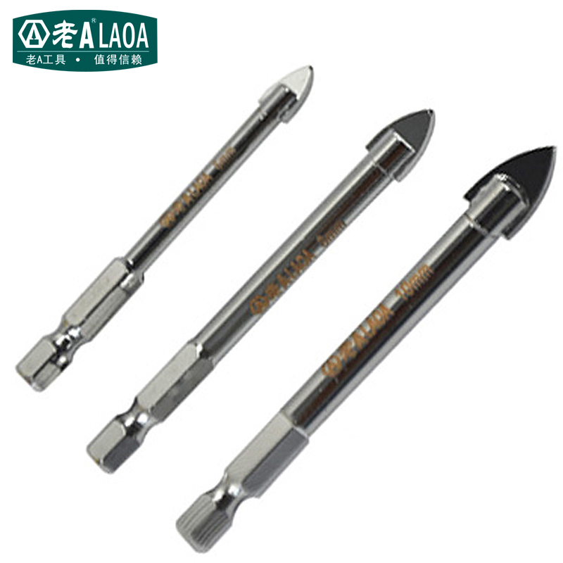 Old A Tile Driller Glass Drill Bit Ceramic Underling Drilling Alloy Triangle Drill 6mm 6mm 8mm 10mm