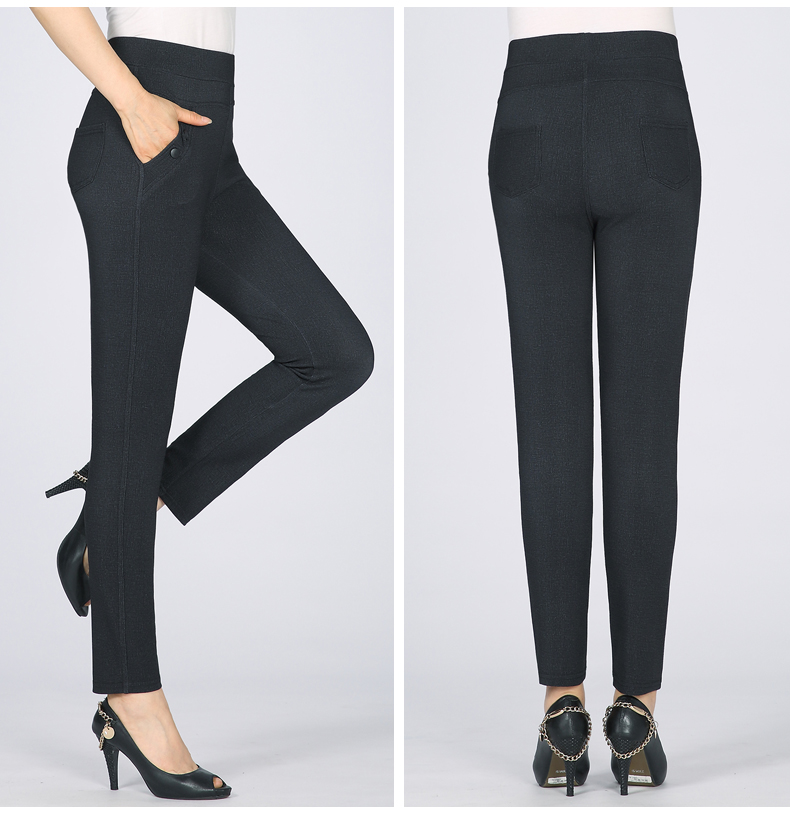 Quần tây nữ trung niên ở phụ nữ cao tuổi chân quần mẹ tải quần legging mùa xuân và mùa thu kéo dài ra ngoài mặc quần dài áo sơ mi nữ trung niên đẹp