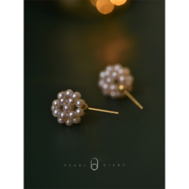  18k gold earrings natural freshwater pearl temperament earrings earrings round akoya luster pure hand-woven earrings