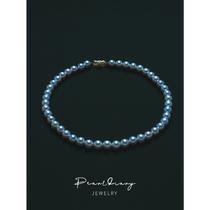 Pearl necklace 18K gold buckle 9-9 5mm round light luxury necklace to send girlfriend mother flawless Aurora dazzling color