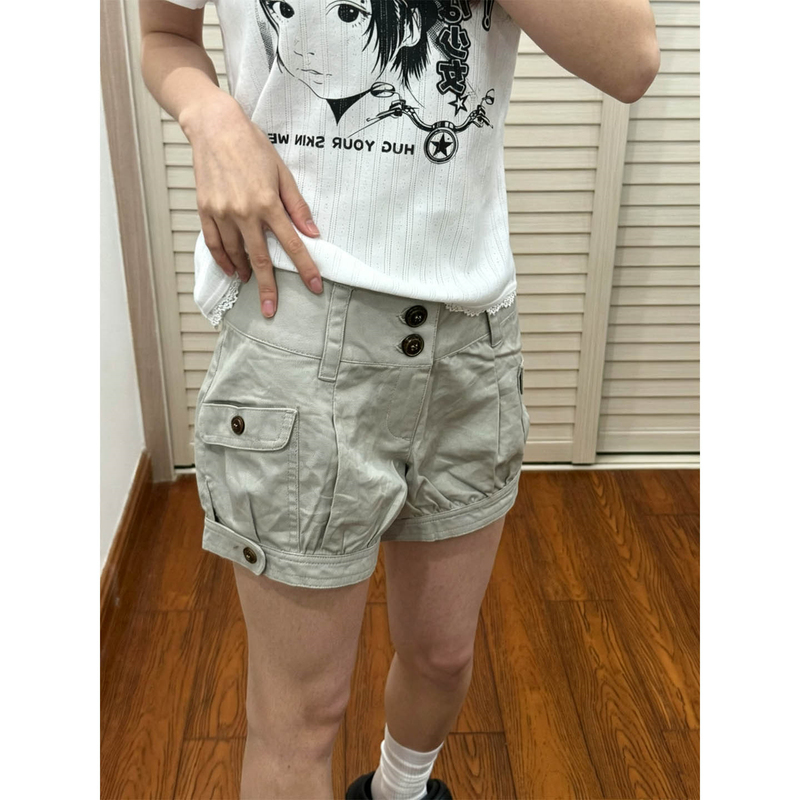 American-Style Vintage Low-Waisted Loose Lantern Bloomers Shorts for Women, Summer Design Bubble Pumpkin Pants, Workwear Hot Pants American-Style Vintage Low-Waisted Loose Lantern Bloomers Shorts for Women, Summer Design Bubble Pumpkin Pants, Workwear Hot Pants