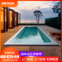 Villa courtyard garden boundless swimming pool fitness surfing against small outdoor constant temperature endless pool home