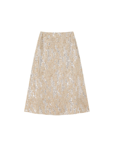 Xxning French-Style Heavy Sequined Skirt for Women, 2025 Autumn and Winter New Model, High-End Elegant Drapey Bodycon Skirt