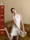 XXNING New Chinese-style Chinese-style plate-button halter-neck dress, elegant, high-end, waist-cinching lace long skirt