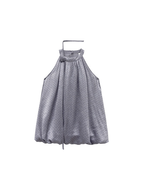 Xxning Fashionable and High-End Polka Dot Print Halter Neck Shirt for Women, New Autumn Design Off-Shoulder Top