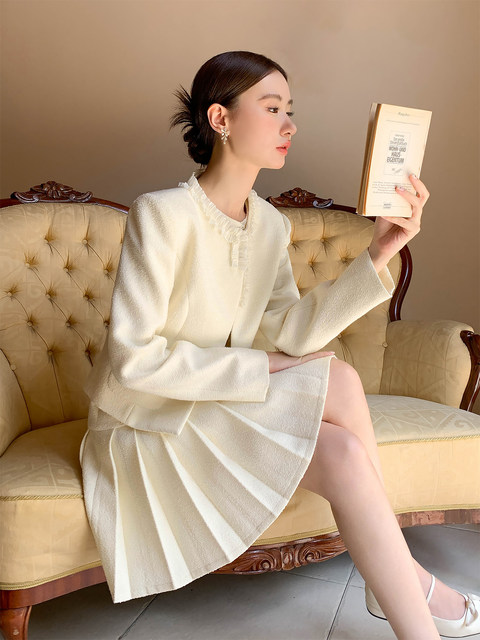 Xxning French-Style Chic Jacket and Vest Dress Set for Women, Fashionable and Age-Reducing, with a Rich Lady Vibe, Two-Piece Outfit