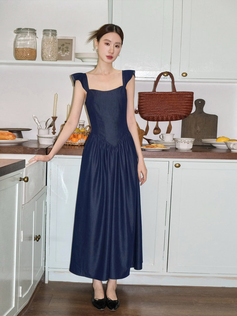 Xxning French Retro Ruffled Dress for Women, Autumn Seaside Vacation Style, Slim Long A-Line Fairy Dress