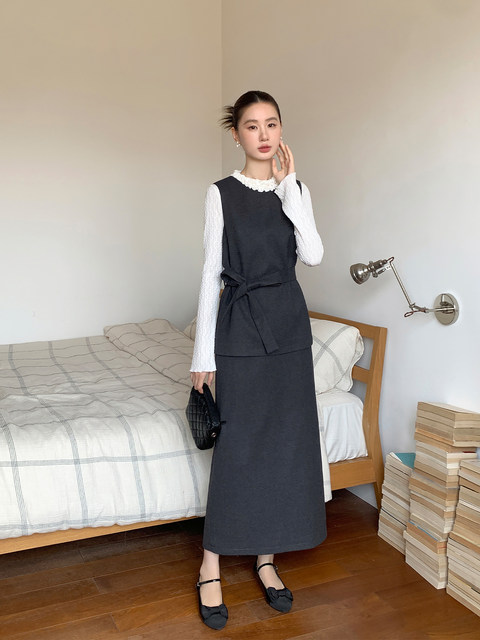 Xxning French Style Vest and Skirt Suit for Women 2025 Autumn and Winter New High-End Fashion Work Clothing Two-Piece Set