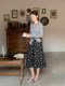 Xxning Retro Chinese-Style Printed Pleated Umbrella Skirt for Women, New Autumn and Winter High-Waisted Slimming Drapey Mid-Length A-Line Skirt