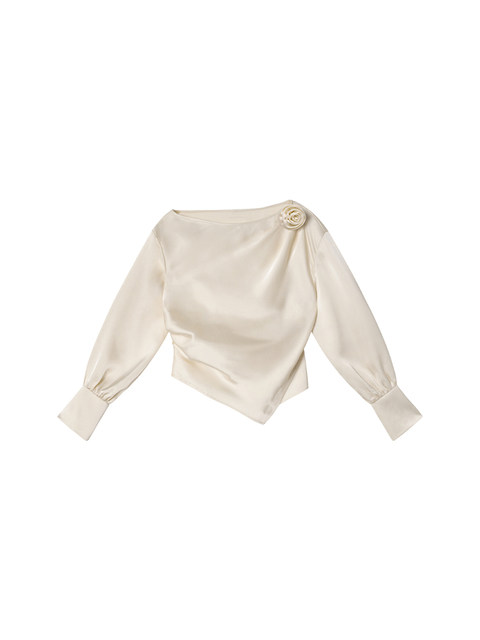 XXNING French pleated design three-dimensional flower shirt for women 2025 autumn ladylike temperament and high-end sense top