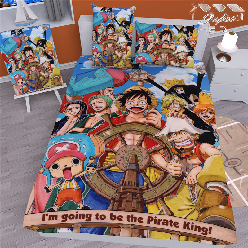 Anime ONE PIECE Luffy Bed Sheet Blanket Bedding Coverlet 150 200cm 4pcs