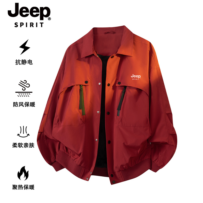 Jeep Spirit American-Style Workwear Flight Jacket Unisex Trendy Brand Loose Functional Red Baseball Jacket