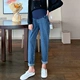 Quần dành cho bà bầu, quần denim bố mùa thu, mặc ngoài, thời trang mùa xuân và mùa thu, các bà mẹ sành điệu, quần dài mùa thu và mùa đông rộng rãi, phụ nữ - Phụ nữ mang thai quần / quần bụng