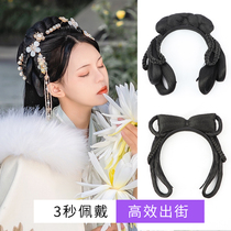 Costume Hanfu wig Hair hoop Lazy one-piece styling wild hairstyle Womens full headgear Ancient style bun wig bag