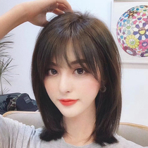 Wig Female long hair Medium long straight hair set Korean clavicle hair Short hair hairstyle face repair temperament bangs wig full headgear